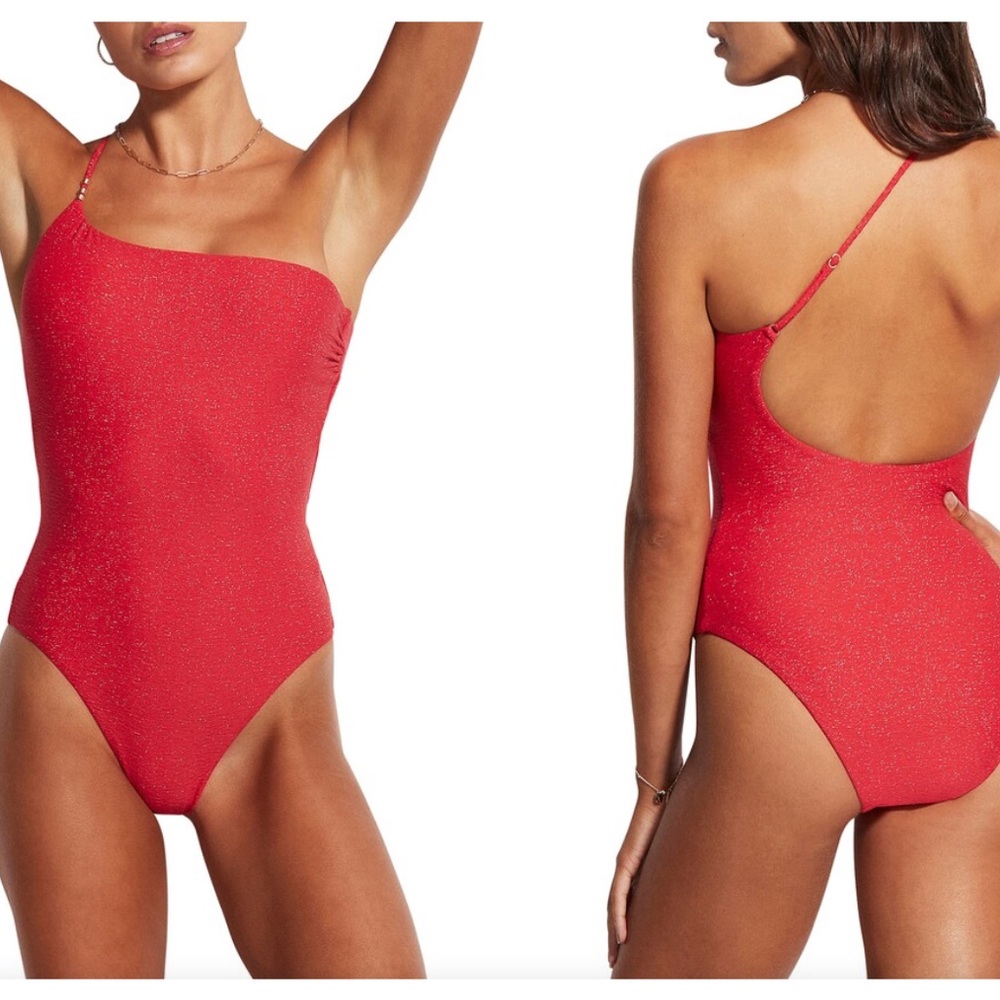 NWT Anthropologie Seafolly Twilight One-Shoulder One-Piece Swimsuit - 4